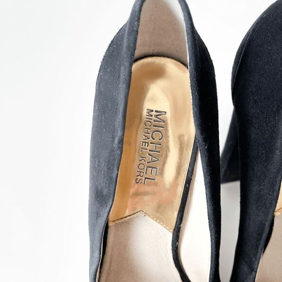 Michael Kors Womens Haven Suede Chunky Platform Heels Black 9M - Picture 9 of 9